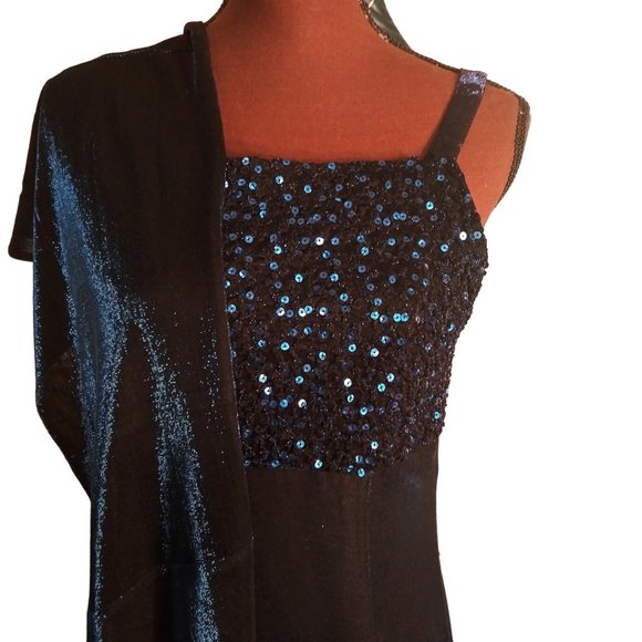 Formal Blue Dress, Midi Dress, Party Dress, Betsy and Adam by Jaslene, Size 14 - Picture 12 of 15